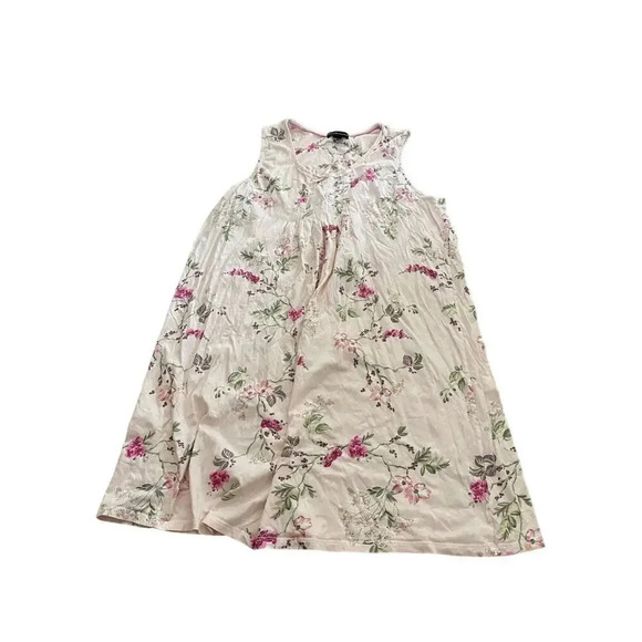 Miss Elaine Women's Cream Sleeveless Crew Neck Floral Top Size Large - Picture 1 of 5